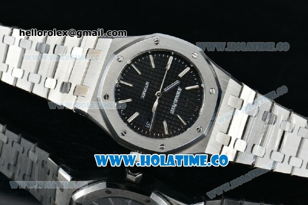 Audemars Piguet Royal Oak Swiss ETA 2824 Automatic Full Steel with Black Dial and Stick Markers - 1:1 Origianl (ZF) - Click Image to Close